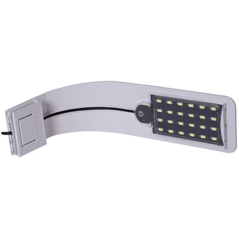 Lampe LED ultra-mince pour petits aquariums, mini-pince pour aquarium avec 24 LED, lumière blanche et bleue pour aquariums de 30 à 40 cm, 10 W (blanche)