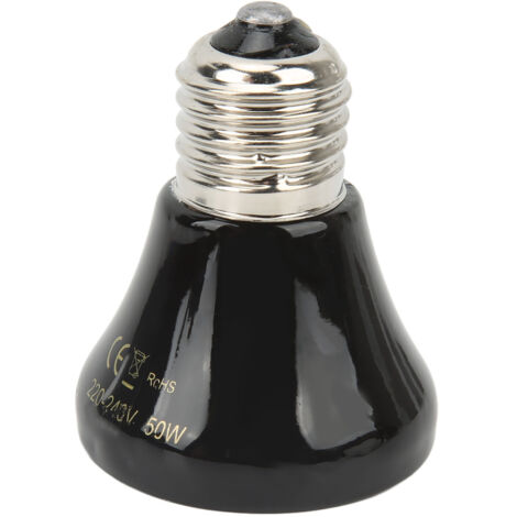 Lampe chauffante en céramique pour reptiles, mini lampe chauffante infrarouge pour amphibiens (lézards, reptiles), 220-240 V, 50 W, noire (1/5)