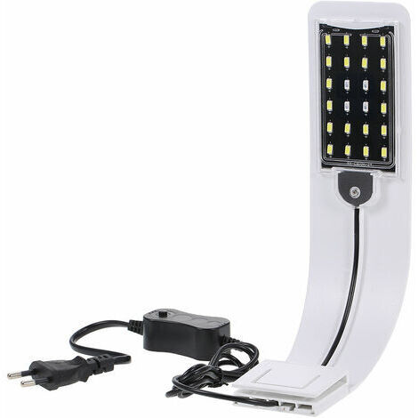 Lampe d'aquarium portable à LED 24 LED AC220V 10W, blanc/bleu, type 2, coque blanche, lumière blanche et bleue (1/4)