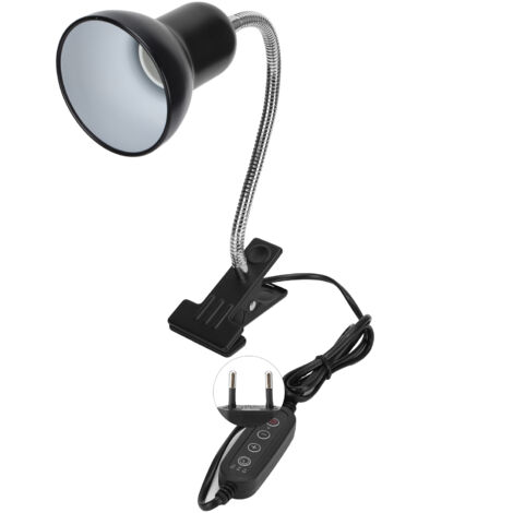 Lampe chauffante pour reptiles avec support à pince, en métal flexible, prise UE 220 V (1/5)