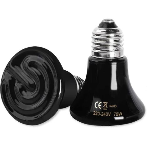 Lampe chauffante en céramique E27 75W pour poules, tortues et reptiles (2 pièces) (1/5)