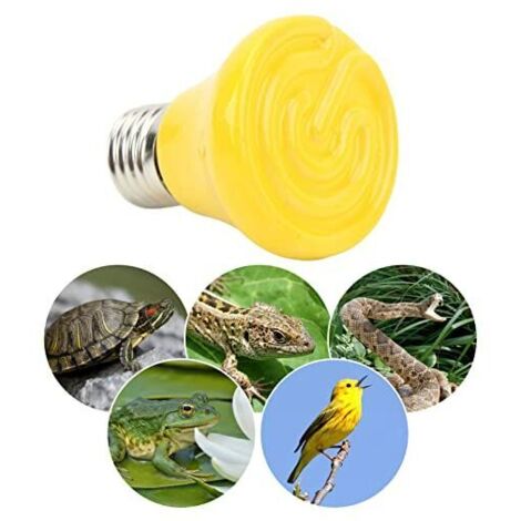 Lampe chauffante en céramique pour reptiles, mini lampe chauffante infrarouge en céramique pour amphibiens (lézards, reptiles), 220-240 V, 25 W, jaune (1/5)