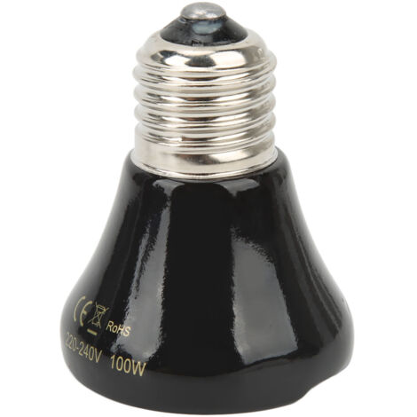 Lampe chauffante en céramique pour reptiles, mini lampe chauffante infrarouge pour amphibiens (lézards, reptiles), 220-240 V, 100 W, noire (1/5)