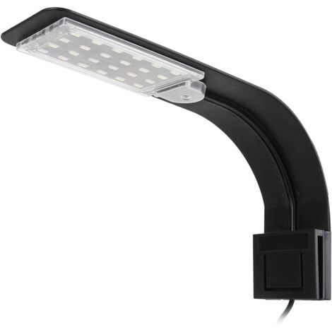 Lampe d'aquarium, lampe LED ultra-mince. Mini lampe à pince pour aquarium avec 24 LED blanches et bleues pour poissons et plantes, 10 W - Prise UE (noire). (1/5)