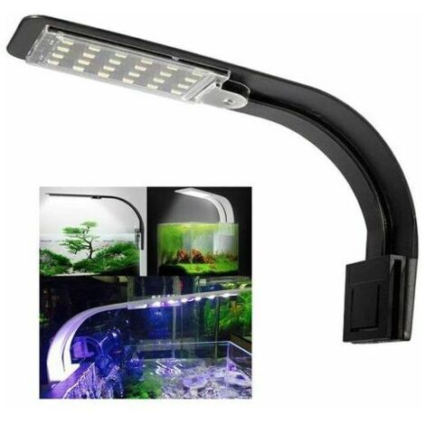 Lampe LED nano à pince blanche et bleue pour aquarium, idéale pour les poissons et les plantes (23-50 cm-W). (1/5)