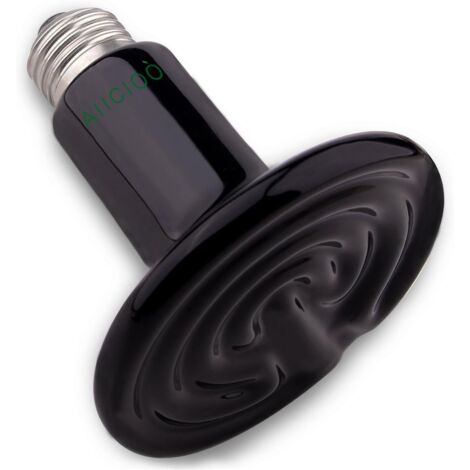Lampe chauffante pour tortues - Lampes chauffantes en céramique, lampes chauffantes pour terrarium, pour le repos des reptiles, avec ou sans lumière, culot à vis E27, 220-240 V, 75 W, noire (1/5)