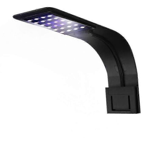 Lampe d'aquarium LED blanche et bleue nano à pince pour poissons et plantes, 23-50 cm - noire (1/4)