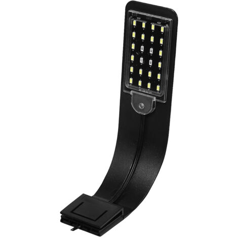 Lampe LED pour aquarium à pince, haute luminosité, réglable, économie d'énergie, coque noire, insert rond bleu et blanc, lot de 5 (1/5)
