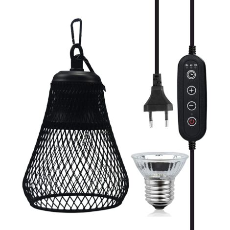 Lampe chauffante pour tortues et reptiles, avec crochet, ampoules E27 de 50 W, durée et luminosité réglables. (1/5)
