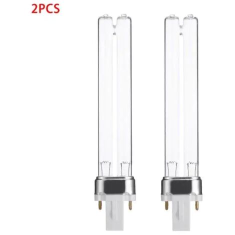 Lot de 2 ampoules UV G23 9W, germicides, stérilisateur à ultraviolets, base de rechange pour aquarium (1/4)