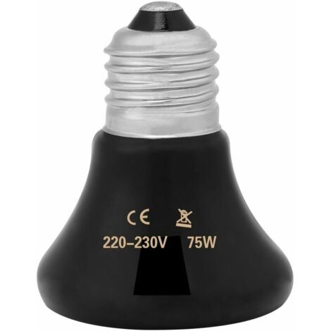Lampe chauffante pour tortues, lampe chauffante en céramique 50-100W, lampe chauffante infrarouge pour reptiles et amphibiens (75W) (1/5)