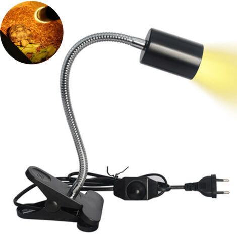 Lampe chauffante pour reptiles et tortues, support de lampe à pince avec ampoule halogène, lampe chauffante pour l'habitat des reptiles et amphibiens (bain de soleil). (1/5)