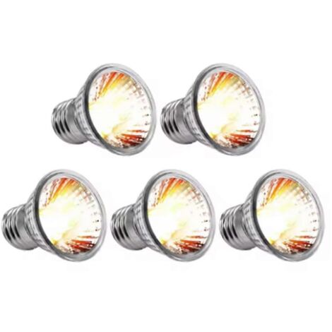 Lot de 5 lampes chauffantes UVA+UVB compatibles avec les reptiles, lampes UV pour bains de soleil, 25 W (1/5)