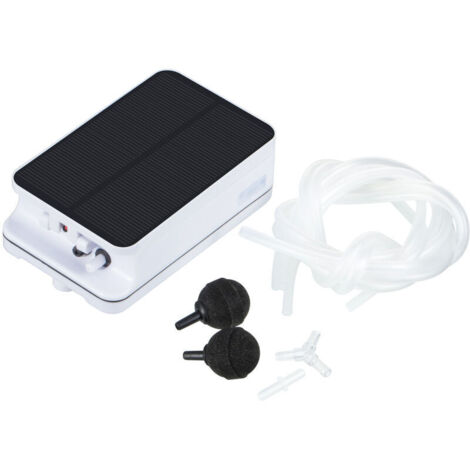 Pompe à air compacte et robuste, oxygénateur solaire de haute qualité, niveau sonore élevé (50 dB) pour aquarium d'ornement. (1/5)