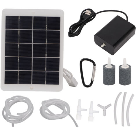Pompe à oxygène solaire avec interface de sortie 3W5V, oxygénateur solaire portable pour les voyages, le camping et le cyclisme (1/5)