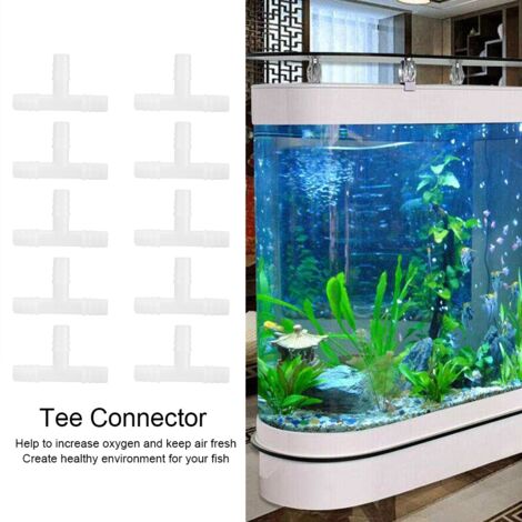 Lot de 10 raccords en T ABS pour aquarium, tuyau à 3 voies, vanne de contrôle du débit d'air, accessoires pour pompe à oxygène d'aquarium. (1/2)