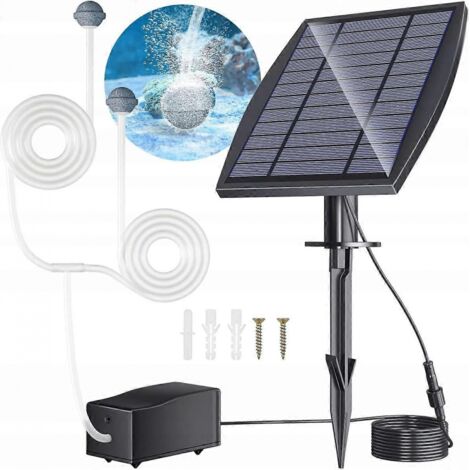 Pompe à acide solaire pour aérateur de bassin avec tuyau, batterie 1800 mAh et pierres (1/5)