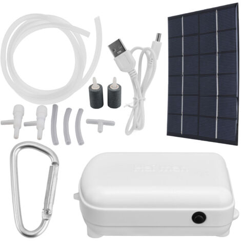 Pompe à oxygène solaire 2W 6V avec batterie au lithium intégrée de 2000 mAh, pompe à économie d'énergie pour aquarium (1/5)