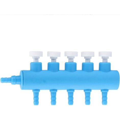 Accessoires pour pompe répartitrice d'aquarium (5 voies) : tuyau d'eau à 5 voies, vanne de contrôle du débit, répartiteur d'air, pompe à oxygène. (1/4)
