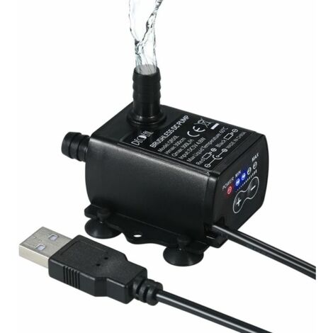 Pompe à eau Decdeal Mini USB DC5V 4,8W 300 L/h, sans balais, étanche et submersible, avec fonction de réglage du débit. Débit réglable. (1/5)