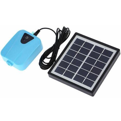 Pompe à oxygène solaire avec charge solaire/CC, pompe à oxygène pour bassin avec 1 diffuseur d'air, pompe d'aquarium 2 L/min, argent, Sunny (1/5)