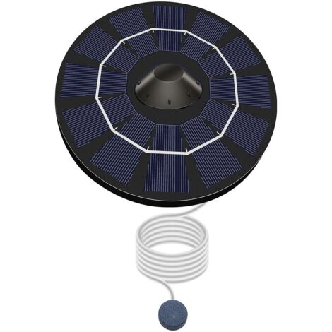 Pompe à oxygène solaire pour bassin avec tuyau d'air et aérateur à bulles (19 x 19 x 6 cm) (1/5)