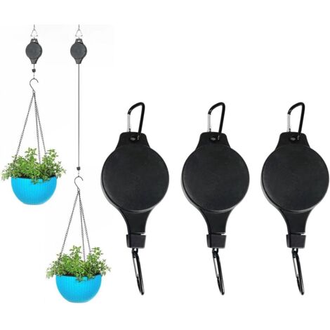 Support à plantes extensible en 3 parties avec roulettes pour plantes, crochets réglables, crochets de jardin et crochets pour pots de fleurs. (1/5)