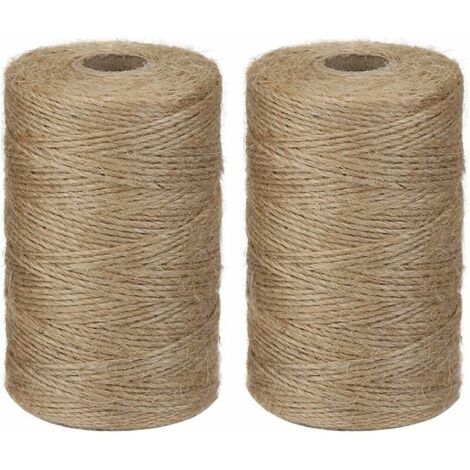 2 morceaux de ficelle de jute naturelle marron de 200 m chacun, idéale pour les photos de jardin, les plantes et les loisirs créatifs. (1/5)