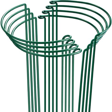 Lot de 8 supports pour plantes, supports de jardin semi-circulaires en métal, cages et supports pour pivoines d'intérieur, anneaux de support verts pour tomates et hortensias (1/5)