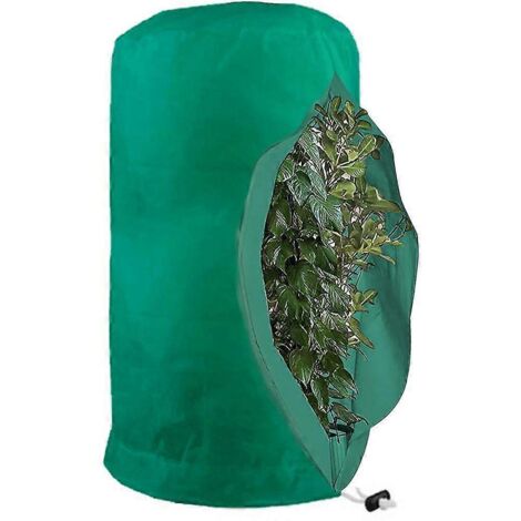 Sacs de protection contre le gel pour plantes, housses de protection réutilisables avec cordon de serrage, sacs en polaire vert hiver pour jardin (1/5)