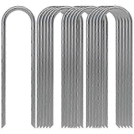 2026 Piquets de sol adaptés, agrafes de jardin, barres d'armature, crochets en U en acier galvanisé, ancrages au sol robustes pour camping, trampoline, clôture, 10 pièces (1/5)