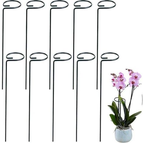 Lot de 10 tuteurs verts de 38 cm pour plantes de jardin (1/4)