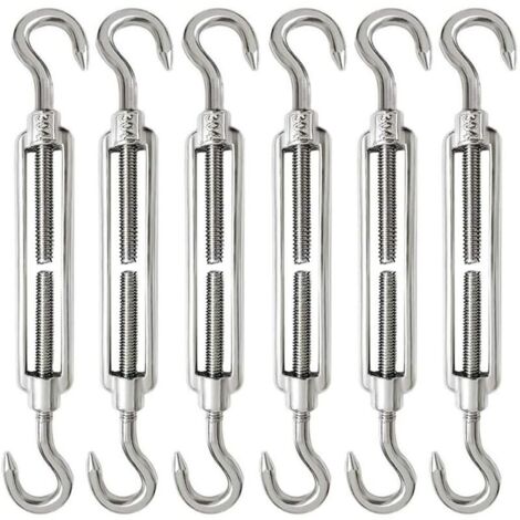 Lot de 6 tendeurs de câble M6 en acier inoxydable 304, réglables, avec système auto-agrippant et boucle pour câbles métalliques. (1/5)