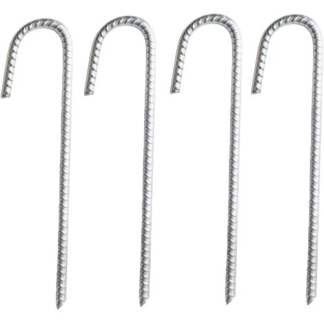 Lot de 4 piquets de jardin galvanisés de 30 cm, filetage métallique lisse (1/5)