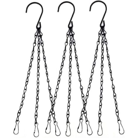 Lot de 3 - Longueur totale 40 cm - Chaîne noire pour pot de fleurs (1/5)