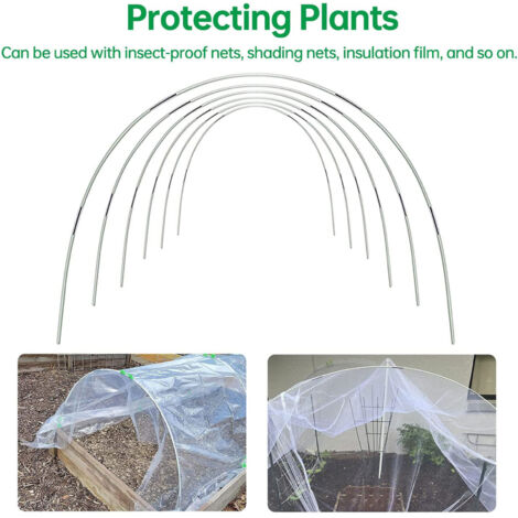 Ensemble de 30 pièces pour serre tunnel de plantation, comprenant 6 arches de jardin, en fibre et plastique. (1/5)