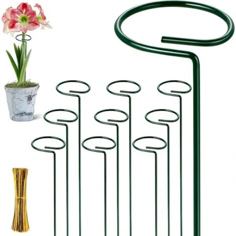 Ensemble de 10 supports métalliques pour plantes, supports à fleurs pour plantes de jardin robustes comme l'amaryllis, les lys, les pivoines, le pavot blanc et les orchidées. (1/5)