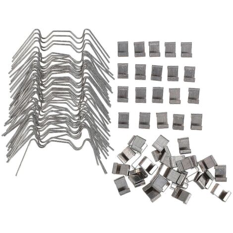 100 pinces de fixation en acier inoxydable pour serre, robustes et durables, pour cadres en verre. (1/3)