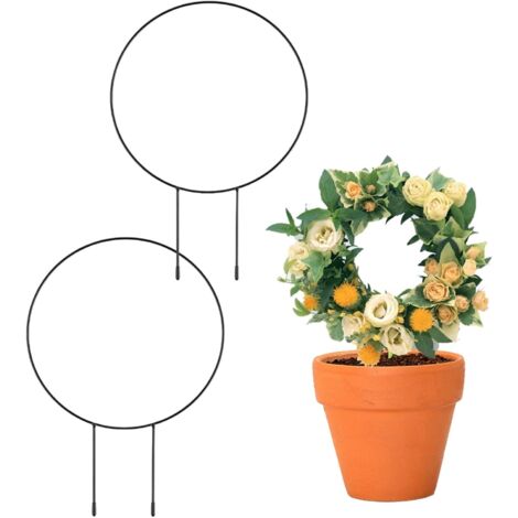 Noir - Lot de 2 supports pour plantes d'intérieur - Supports pour plantes d'intérieur - Supports de jardin - Treillis métallique - Petites plantes en pot (1/5)