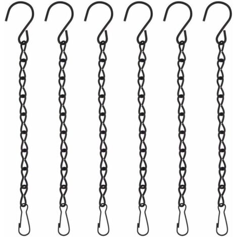 Lot de 6 chaînes de suspension, chaîne métallique pour plantes suspendues, panier à fleurs, support pour plantes d'intérieur et d'extérieur, suspension en macramé, décoration de jardin (noir) (1/4)