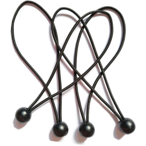 Sangle en caoutchouc professionnelle avec boule pour fixer bâches, vélos, voitures, jardin, etc. - Ultra résistante et anti-UV - 20 cm - Noire (1/5)