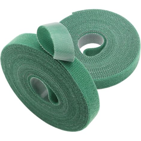 Lot de 2 attaches pour plantes de jardin, rouleaux de ruban adhésif en nylon réutilisables pour plantes grimpantes - 10 mm x 10 m - vert (1/5)