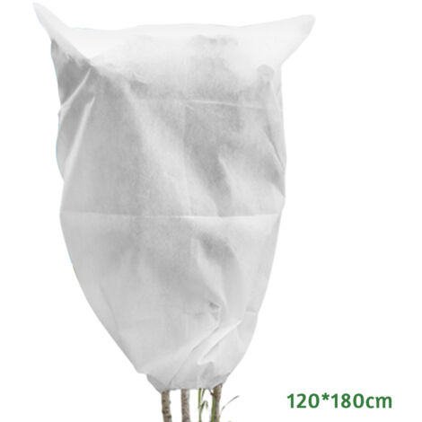 Housse de protection épaisse contre le gel pour plantes en pot, en tissu non tissé résistant au froid, blanche. (1/5)