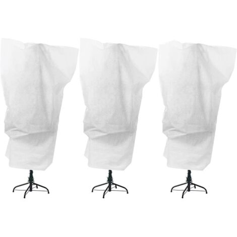 Lot de 3 housses de protection hivernales pour plantes avec fermeture éclair, sacs de protection chauds, housses en tissu antigel pour plantes en pot et arbres fruitiers, blanc, 1,2 (1/4)