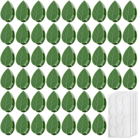 Clips de fixation murale pour plantes, 50 pièces, clips auto-adhésifs pour le support des plantes grimpantes, en forme de feuille (1/5)