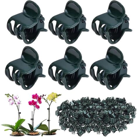 200 pièces - Clips de tuteurage pour plantes grimpantes, accessoires de jardin en plastique. Tiges pour orchidées et autres plantes grimpantes. Faciles à utiliser et légers. Conviennent aux tomates, v (1/5)