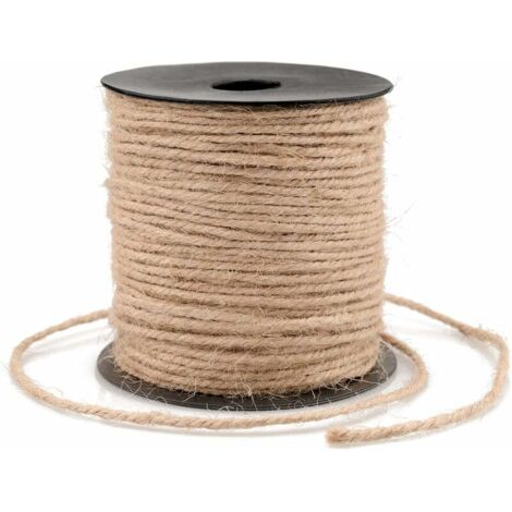 Ficelle de jute de jardin 100 m, 3 mm, 4 brins, pour loisirs créatifs, cadeaux, nouage de fleurs et décorations de jardin. (1/5)