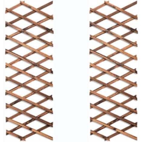 Ensemble de 2 treillis extensibles en bois pour plantes grimpantes - Décoration murale pour terrasse et jardin KLB (1/4)