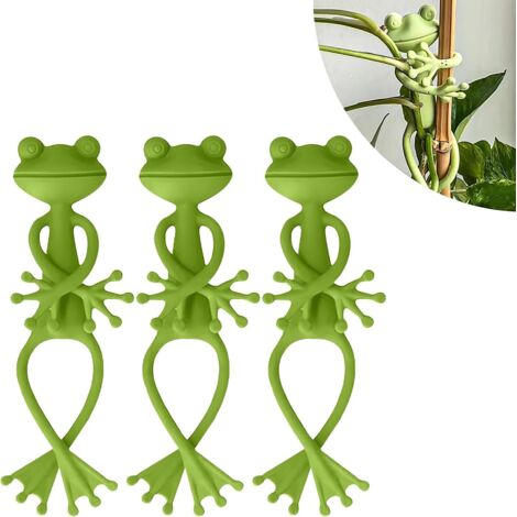 Lot de 3 supports pour plantes grimpantes en forme de grenouille - Nouveauté 2025 : de jolis clips pour plantes grimpantes, supports verts en forme de grenouille pour plantes en pot d'intérieur et d'e (1/5)