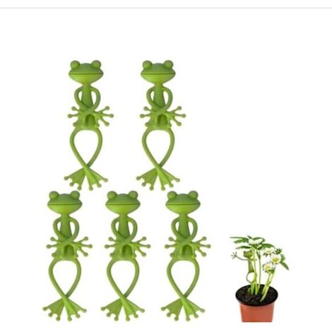 Support pour plantes en forme de grenouille verte - Mignon et robuste, convient aux petits pots de fleurs et aux plantes succulentes, décorations de jardin grenouille, supports pour plantes (lot de 5) (1/5)